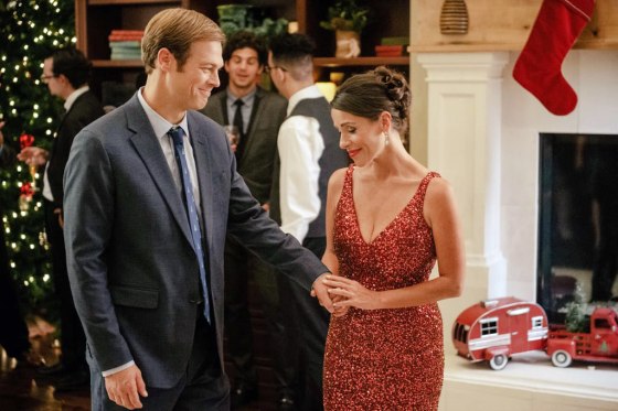 George Stults and Soleil Moon Frye in a scene from \"Staging Christmas.\"