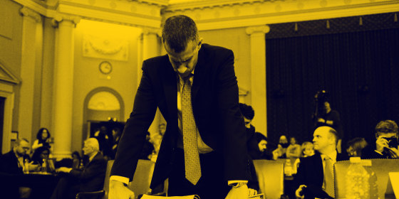 Republican staff counsel Stephen Castor stands at the witness table during a break in testimony as the House Judiciary Committee holds a hearing on the impeachment inquiry on Capitol Hill