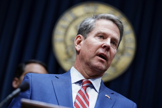 Image: Georgia Gov. Brian Kemp takes questions at a press conference in Atlanta on Dec. 4, 2019.