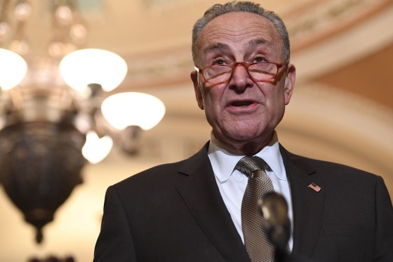 Image: Senate Democratic Leader Chuck Schumer speaks during a press conference at the Capitol