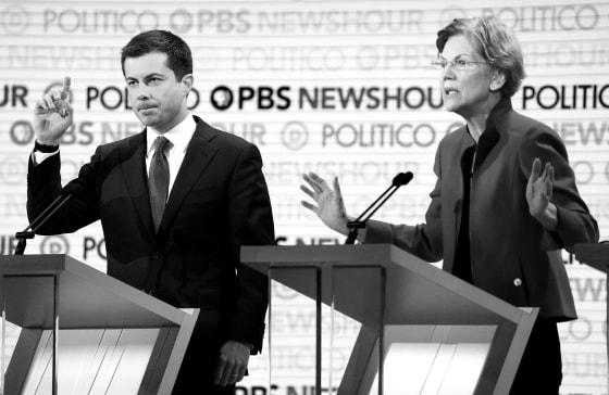 Image: Senator Warren criticizes South Bend Mayor Buttigieg during the sixth 2020 U.S. Democratic presidential candidates campaign debate at Loyola Marymount University in Los Angeles, California, U.S.