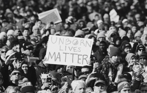 Image: Anti-abortion protesters gather to hear Vice President Mike Pence speak at the March for Life rally on Jan. 27, 2017
