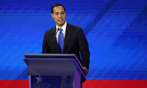 Image: Former Housing Secretary Julian Castro speaks during the 2020 Democratic U.S. presidential debate in Houston, Texas