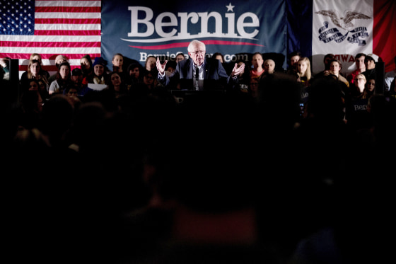 Image: Sen. Bernie Sanders, I-Vt., speaks at a climate rally in Iowa City on Jan. 12, 2019.
