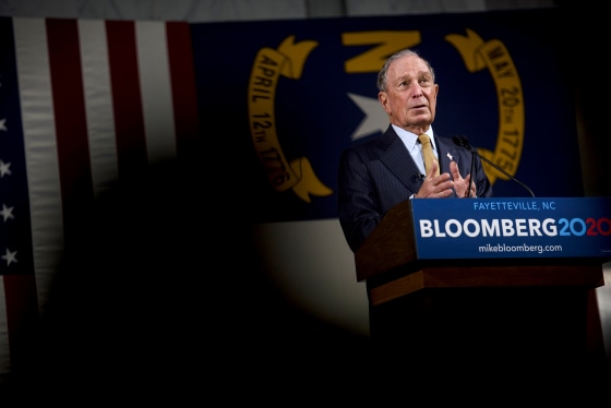 Image: Michael Bloomberg answers questions at a campaign event in Fayetteville, N.C., on Jan. 3, 2020.