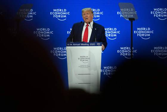 President Donald Trump addresses the World Economic Forum in Davos