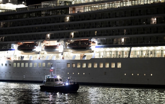 Image: Local authorities and the U.S. Coast Guard search for a person who reportedly went overboard from Royal Caribbean's Oasis of the Seas cruise ship in Puerto Rico on Jan. 22, 2020.