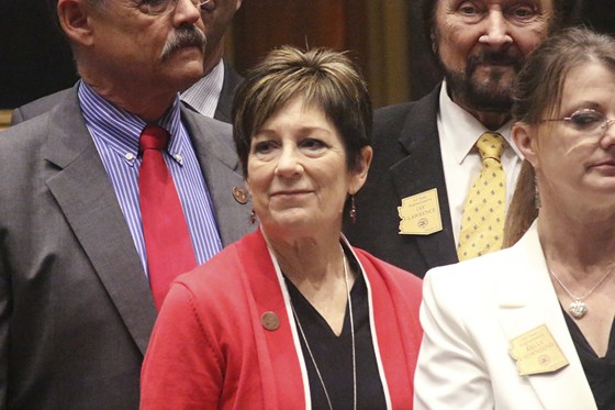 Arizona state Rep. Nancy Barto, middle, stands with other lawmakers in the State House on May 21, 2019.