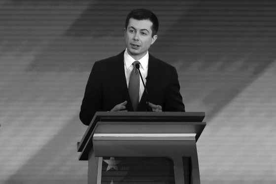 Image: Pete Buttigieg, Democratic Presidential Candidates Debate In New Hampshire Ahead Of First Primary Contest