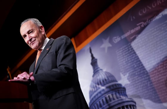 Image: Senate Minority Leader Chuck Schumer speaks at a press conference at the Capitol on Feb. 11, 2020.