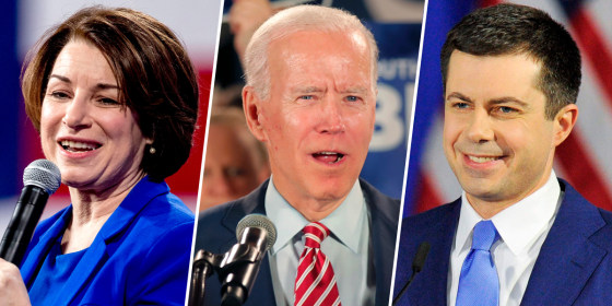 Image: Amy Klobuchar, Joe Biden, Pete Buttigieg