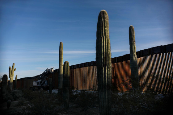 Image: The United States-Mexico border wall in Organ Pipe National Park south of Ajo, Arizona, on Feb. 13, 2020.