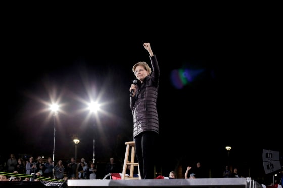 Image: Sen. Elizabeth Warren, D-Mass., speaks at a campaign event in Las Vegas on Feb. 21, 2020.