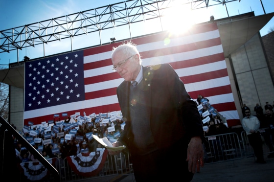 Image: Sen. Bernie Sanders arrives for a campaign rally in Chicago on March 7, 2020.