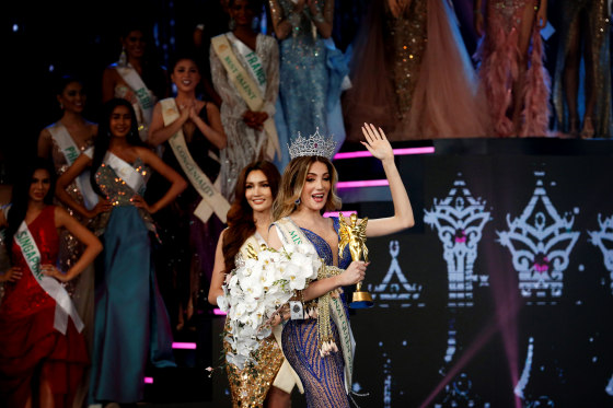 Image: Mexico's Valentina Fluchaire waves after being crowned Miss International Queen 2020, a transgender beauty pageant, in Thailand on March 7, 2020.