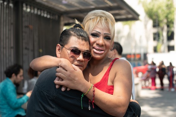 Ann Scarlett Vargas, right, and Hector Aaron Roman celebrate their marriage in a collective wedding in Mexico City on March 14, 2020.
