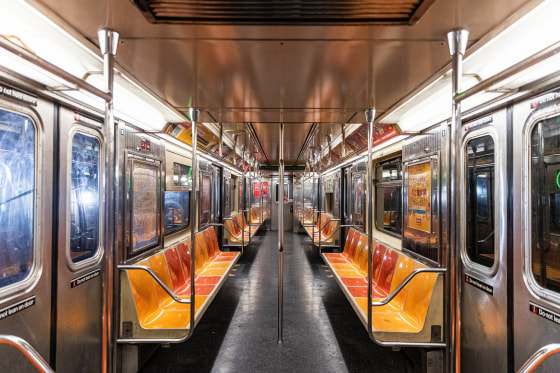 Image: An empty subway train is seen during the outbreak of coronavirus (COVID-19) in New York City