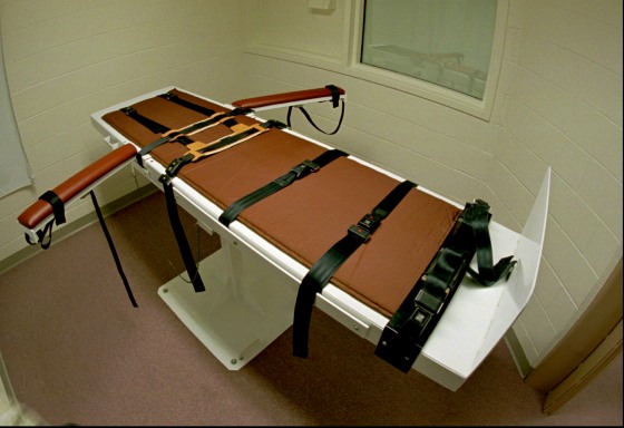 The table on which the convicted murderer Gary Lee Davis was executed in the Colorado State Penitentiary east of Canon City, Colo. on Sept. 24, 1997.