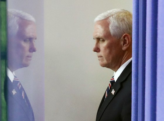 Image: Vice President Mike Pence arrives to speak about the coronavirus at the White House on April 2, 2020.