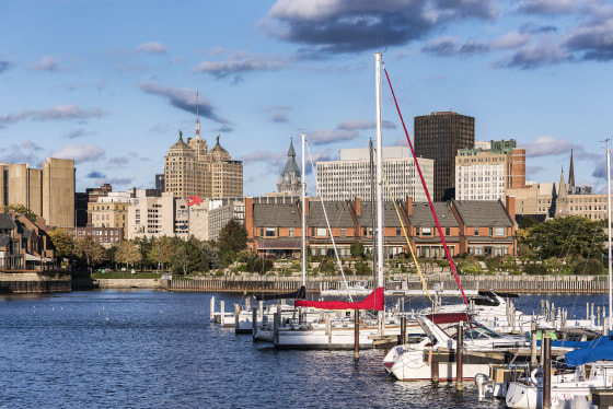 Image: Basin Marina Park and city skyline
