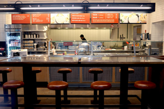 Image: Empty Chipotle restaurant in financial district in lower Manhattan during outbreak of coronavirus disease (COVID-19) in New York