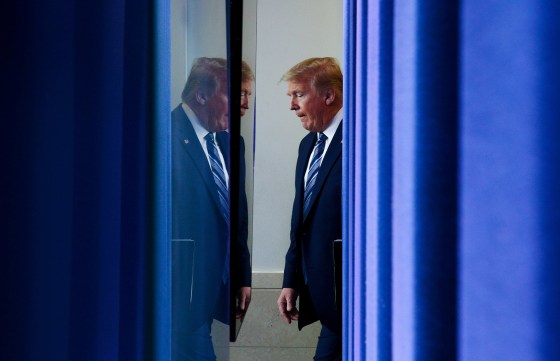 Image: U.S. President Trump arrives at the daily coronavirus task force briefing at the White House in Washington
