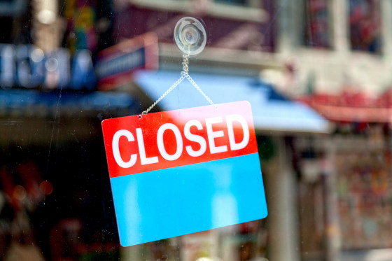 Closed sign in a window