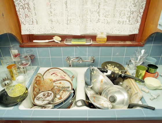 Sink full of dirty dishes