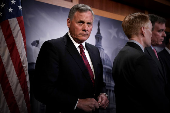 Image: Sen. Richard Burr, R-N.C., at a press conference in 2018.