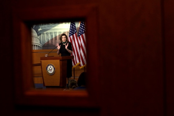 Image: House Speaker Nancy Pelosi at a press conference at the Capitol on May 14, 2020.