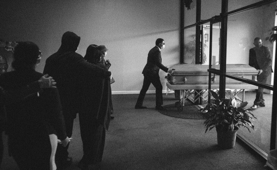 Image: The remains of Courtney Clark, who died of COVID-19, are taken from the funeral home in Elizabeth, N.J., on March 27, 2020.