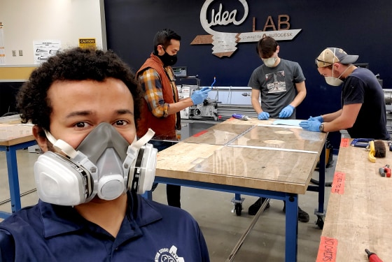 Kentez Craig and his team at Georgia Tech working on designs for an intubation chamber.