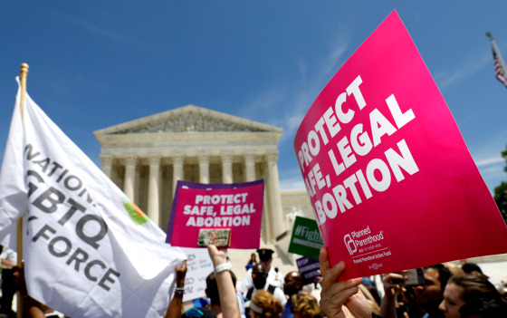 Abortion rights activists rally outside the U.S. Supreme Court in Washington