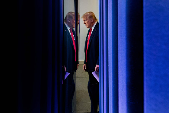 Image: President Donald Trump arrives to speak to the press in the Brady Briefing Room of the White House