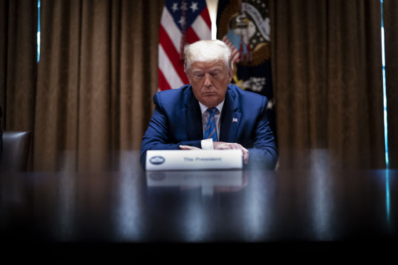 President Donald Trump listens during a round-table discussion at the White House on June 15, 2020 in Washington, DC.