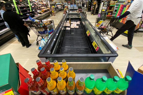 Image: FILE PHOTO: Customers browse grocery store shelves inside Kroger Co.'s Ralphs supermarket amid fears of the global growth of coronavirus cases, in Los Angeles
