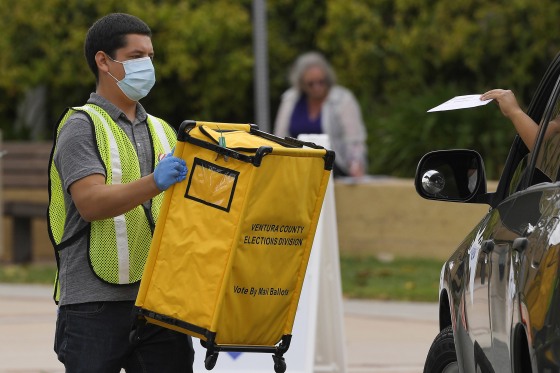 Image: Voters drop off ballots in a special election for California's 25th Congressional District