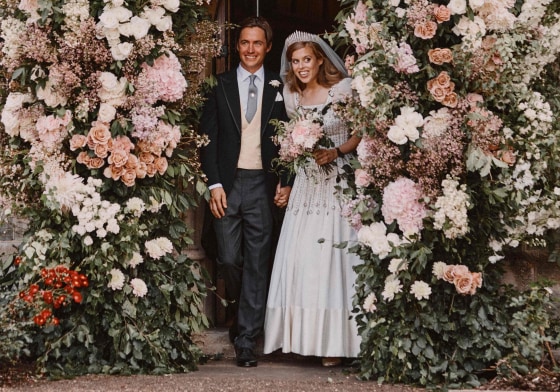 Britain's Princess Beatrice and her husband Edoardo Mapelli Mozzi after their wedding on Friday.