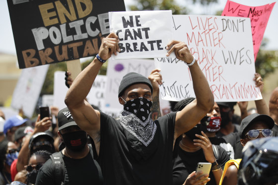 NBA basketball player Russell Westbrook attends a Black Lives Matter protest in Compton, Calif., on June 7, 2020.