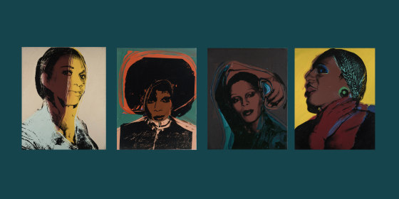 Four portraits from Andy Warhol's 1975 \"Ladies & Gentlemen\" series. More than 100 of the iconic artist's pieces are on display at London's Tate Modern.