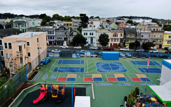 Image: An empty schoolyard in San Francisco