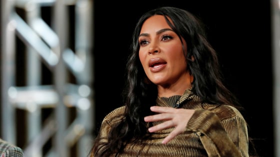 Television personality Kardashian attends a panel for the documentary \"Kim Kardashian West: The Justice Project\" during the Winter TCA (Television Critics Association) Press Tour in Pasadena