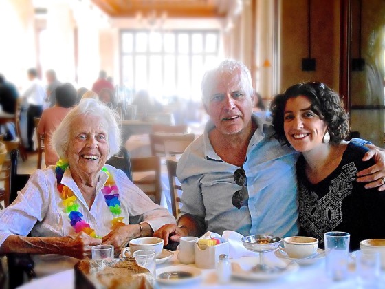 The author and his daughter celebrate his mother's 90th birthday.