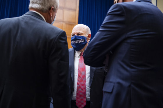 Image: U.S. Postal Service Postmaster General Louis DeJoy on Capitol Hill on Aug. 24, 2020.