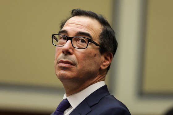 Image: Treasury Secretary Steve Mnuchin looks on before testifying at the U.S. House Select Subcommittee on the Coronavirus Crisis on the Trump administration's response to country's economic crisis