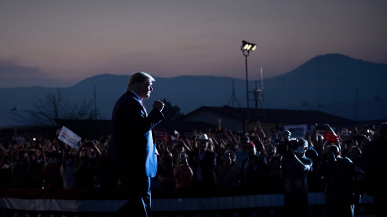 President Donald Trump arrives at a campaign rally in Minden, Nev., on Sept. 12, 2020.