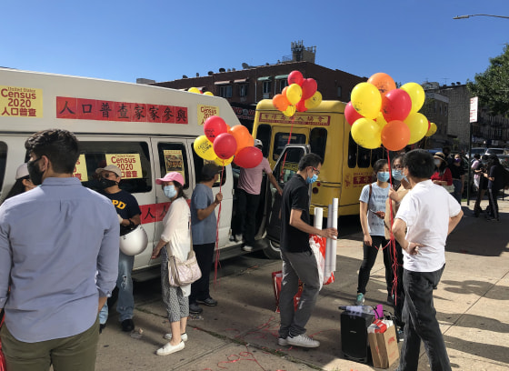 In September a car caravan drove through New York's Sunset Park, which is home to many Chinese immigrants, to promote the census.