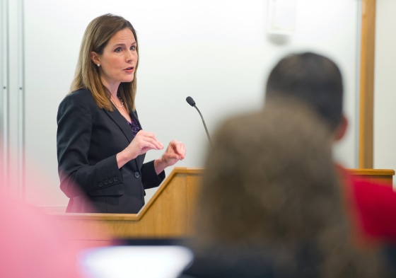 Amy Coney Barrett teaches at Notre Dame Law School on April 11, 2013.