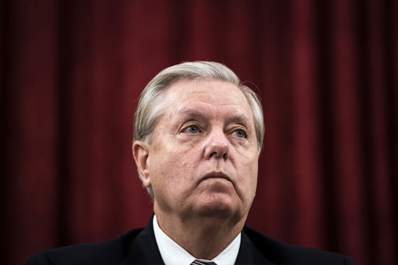 Image: Sen. Lindsey Graham, R-S.C., at a Senate Judiciary Committee business meeting on Sept. 24, 2020.