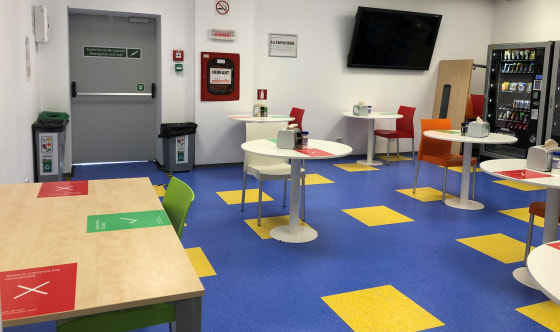 Ericsson's cafeteria is seen at its office in West Gate Business Park in Bucharest